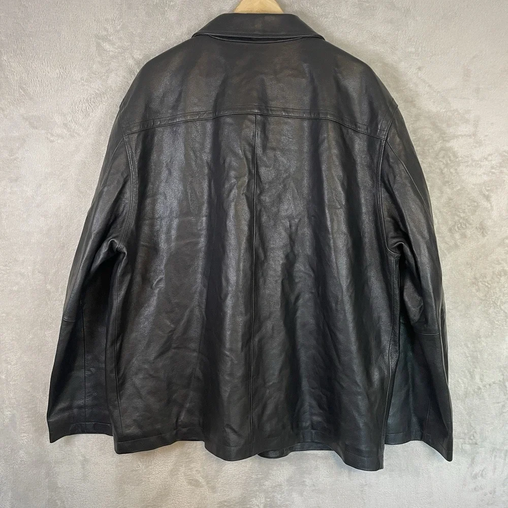 Vtg GAP Leather Jacket Mens XL Quilted Moto Biker Bomber Y2K 2002 EXCELLENT*